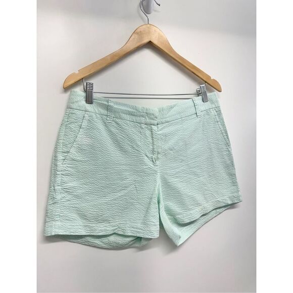 J Crew Shorts Regular Size 10 Green White Striped Casual Front Pockets - Picture 3 of 12